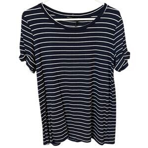 Harlowe & Graham Navy and White Striped Tee - M